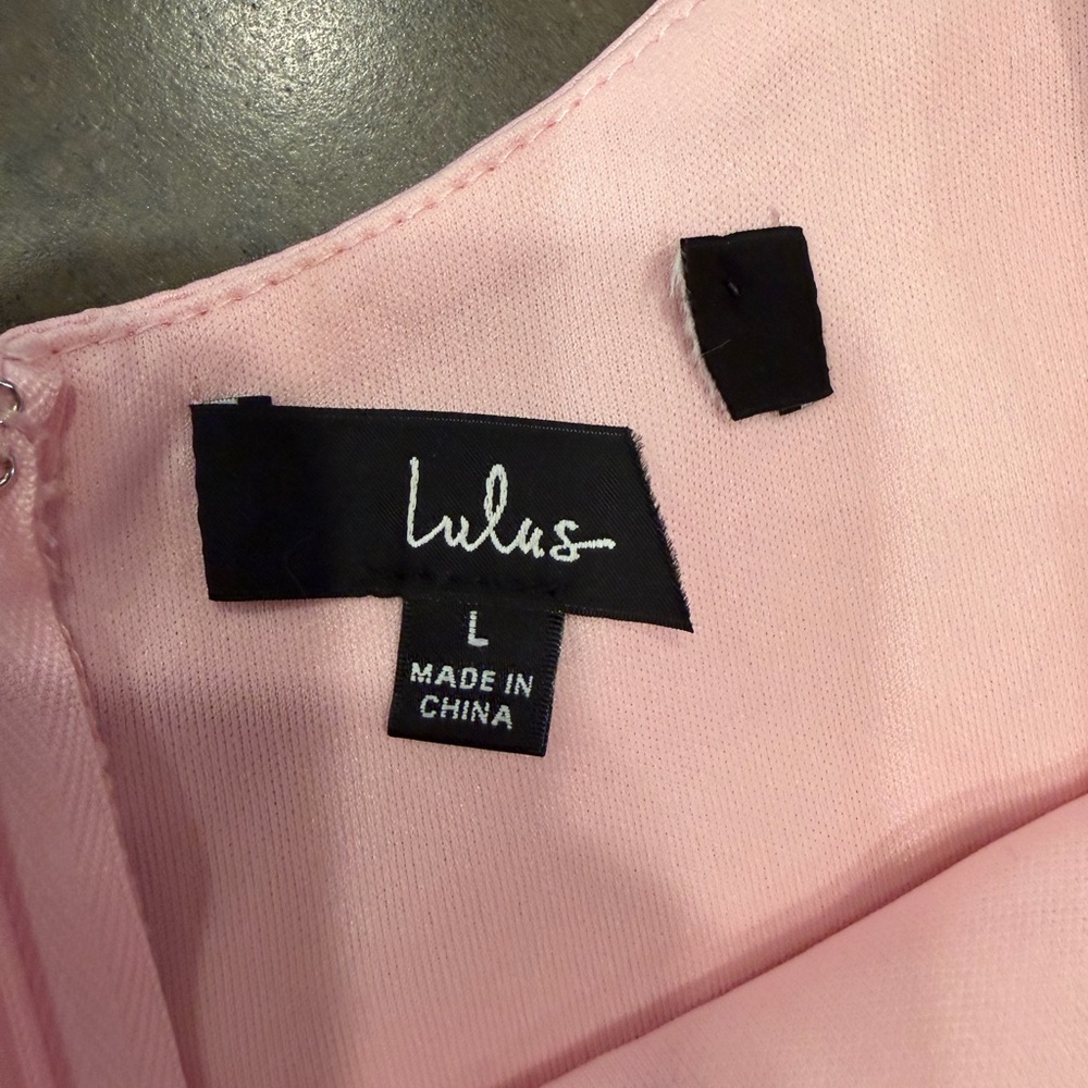 Lulu’s Regal Cutie Light Pink Satin Square Neck Bubble-Hem Mini Dress Sz:L - Picture 11 of 12